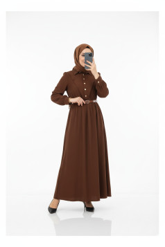 فستان هيا العملي الصيفي اللون بني 