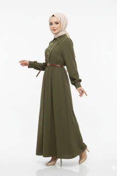 فستان هيا العملي الصيفي اللون الزيتي 