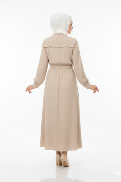 فستان هيا العملي الصيفي اللون البيج 