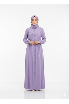  فستان عالية الصيفي العملي مع أزرار – موف