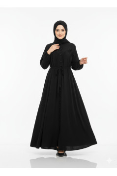  فستان عالية الصيفي العملي مع أزرار – اسود
