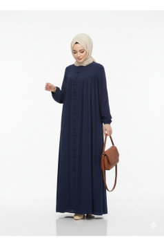  فستان عالية الصيفي العملي مع أزرار – كحلي