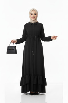 فستان عواطف الصيفي العملي اللون(الاسود )