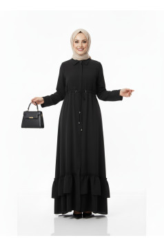 فستان عواطف الصيفي العملي اللون(الاسود )