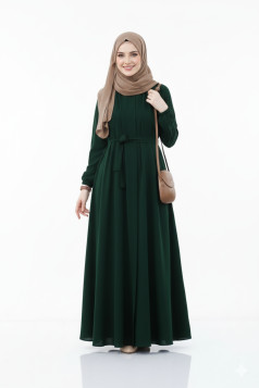 عباية بأكمام مزمومة وربطة خصر (زيتي) 1332