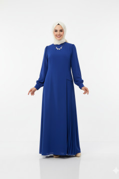 فستان لارا بكسرات جانبية (أزرق) 2026