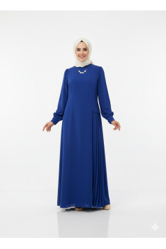 فستان لارا بكسرات جانبية (أزرق) 2026