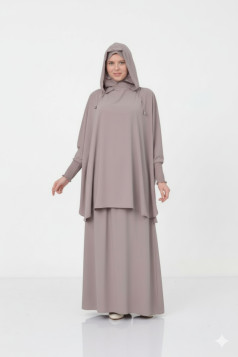 طقم للمحجبات مكون من ثلاث قطع لون بيج موديل T1005