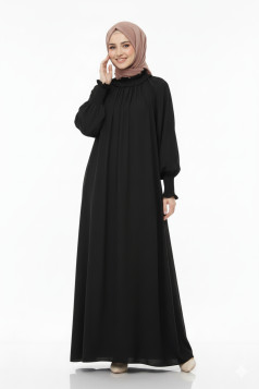 عباية طويله وفضفاضه مصممة بتصميم انيق ستاندرد  (أسود) 1386