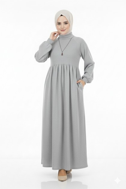 فستان لافندر الشتوي لون فضي 103