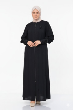 عباية بتك فاخرة بسحاب (أسود) 1394