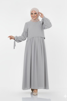 فستان واسع بأكمام مربوطة (رمادي) 1430
