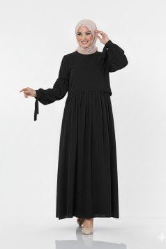 فستان واسع بأكمام مربوطة (اسود) 1430
