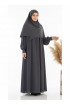 عباية ريم الفضفاضة زم على الصدر نصف دائرة رمادي 1424