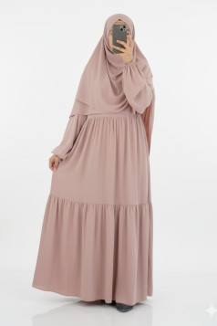 عباية نسائية فضفاضة دبل زم لون زهري 1271