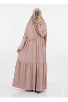 عباية نسائية فضفاضة دبل زم لون زهري 1271