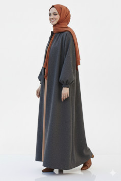 جلباب مريم الشتوي قماش جوخ لون رمادي 1482