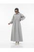 فستان سيما بسحاب بتصميم أنيق وعملي (رمادي) 1503