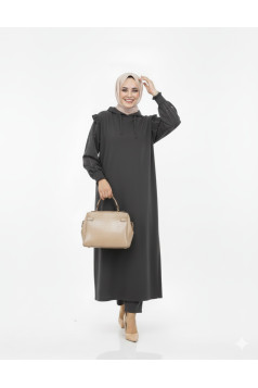 طقم بانة قطعتين تونيك طويل وبنطلون (رمادي) 1500