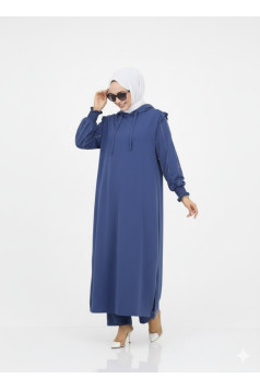 طقم بانة قطعتين تونيك طويل وبنطلون (كحلي) 1500