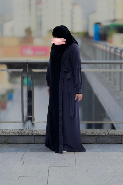 طقم عباية ايلا مع الحجاب (اسود)