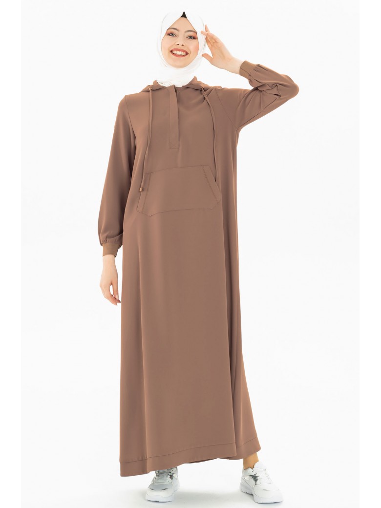 عباية عملية بأكمام زم  (بيج) 1429