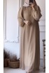 فستان روزا بأكمام مطوية (بيج) 4077