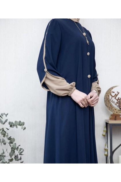 عباية هناء الفضفاضة بتصميم أكمام مميز (كحلي)