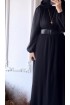 فستان روزا بأكمام مطوية (أسود) 4077