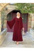 طقم مشلح بأكمام واسعة وفستان بتصميم مميز (خمري) 1425