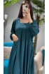 فستان يارا بأكمام مزمومة وجيوب جانبية (بترولي) 4081