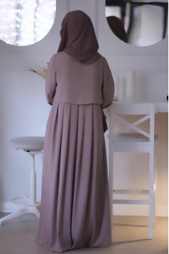 عباية حور مع الحجاب بتصميم أنيق (وردي) 6002