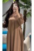 فستان يارا بأكمام مزمومة وجيوب جانبية (بيج) 4081