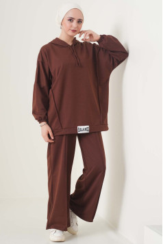 طقم بالنس قطعتين بلوزة بكابيشون وبنطلون (بني) 1818