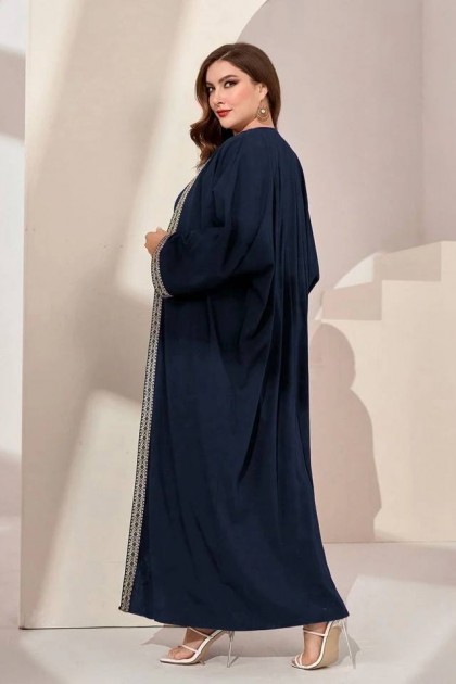 طقم ماريا قطعتين فستان وعباية مطرزة (كحلي) T10068