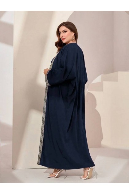 طقم ماريا قطعتين فستان وعباية مطرزة (كحلي) T10068