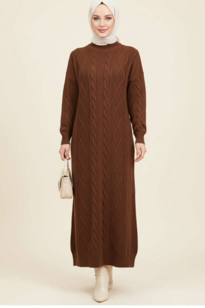 فستان نيسا التريكو (بني)