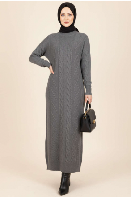 فستان نيسا التريكو (رمادي)