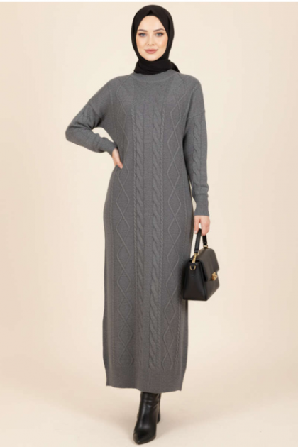 فستان نيسا التريكو (رمادي)