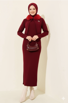 طقم ايلايدا التريكو (خمري)