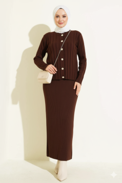 طقم نازلي التريكو (بني)