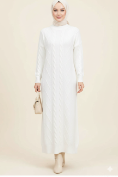 فستان نيسا التريكو (ابيض)