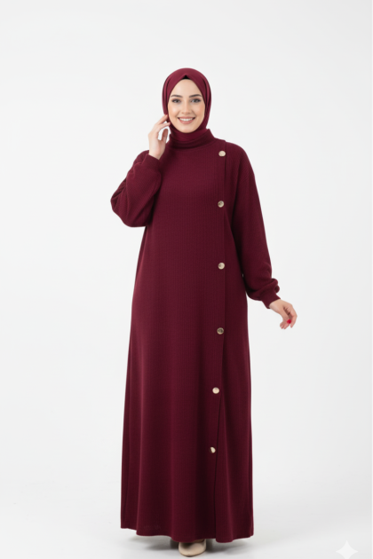 فستان غيداء الشتوي (خمري)