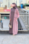 طقم عباية ايلا مع الحجاب (وردي)