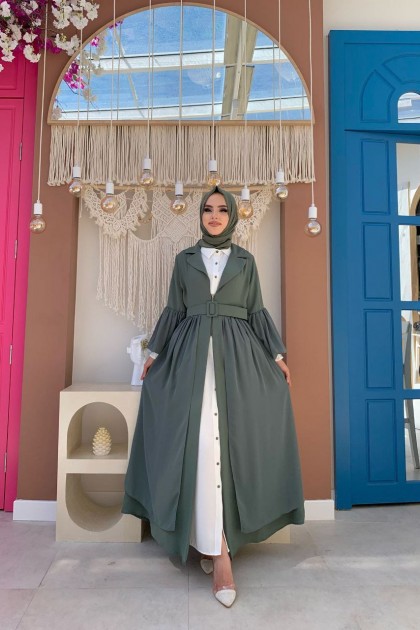 طقم لون هاكي مع ابيض 8391 Takim