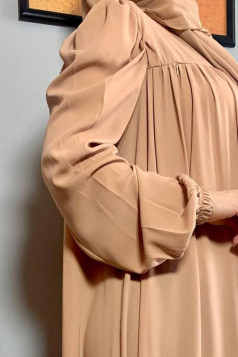 فستان حليمة كلوش مع الحجاب (بيج) 1601