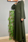طقم هلا الشرعي مزين بجيوب وازرار مخفية لون (زيتي)