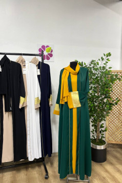 طقم عباية المهرة 3 قطع مع الشيلة زمرد