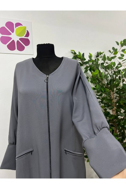 عباية مكة الرمضانية بتصميم  بسيط و مميز (رمادي) 4089