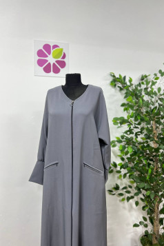 عباية مكة الرمضانية بتصميم  بسيط و مميز (رمادي) 4089